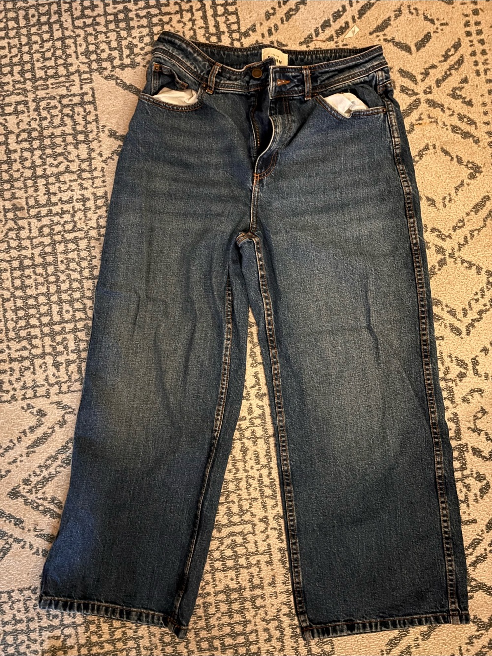 Sezane Wide-Leg Jeans in Dark Blue Denim